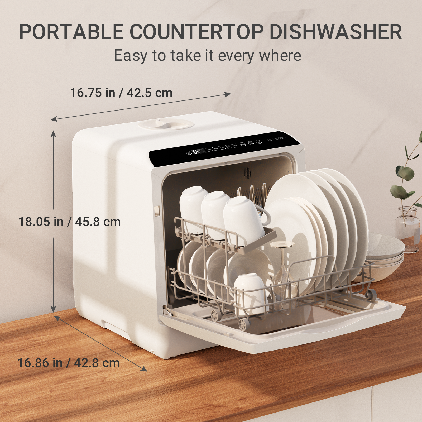 NOVETE TDQR01 Countertop Portable Dishwasher w 5L Built In Water Tank White  850053675034